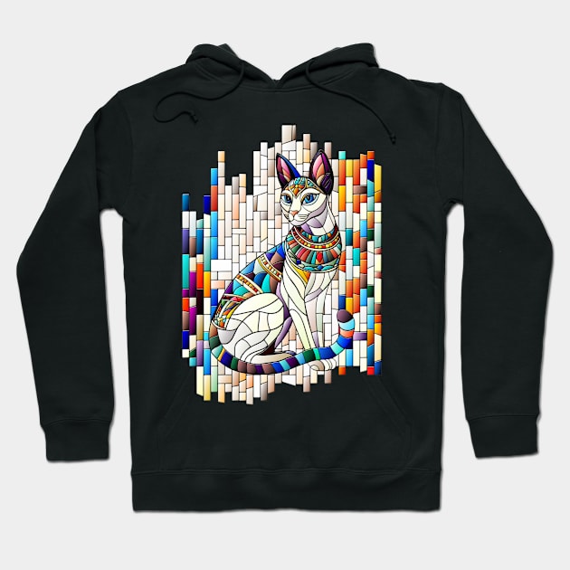 Egyptian Cat -Mosaic Art Hoodie by Nartissima